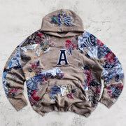 Retro fashion brand printed street hoodie