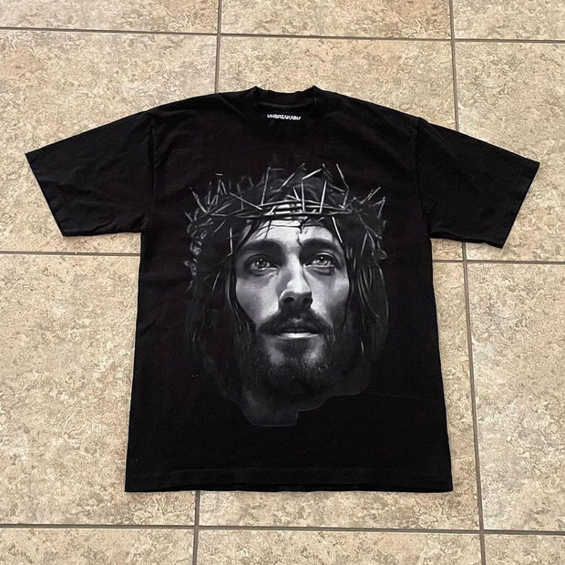 Jesus Letter Print Short Sleeve T-Shirt