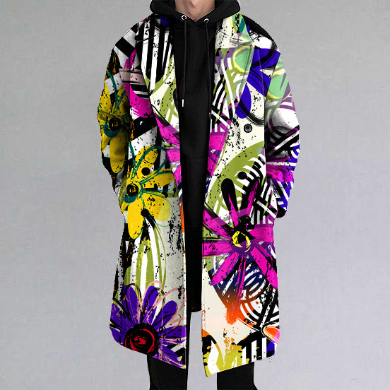 Casual chrysanthemum graffiti art noble luxury jacket long coat