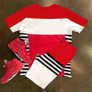 Casual Colorblock Sports Short Sleeve Suit