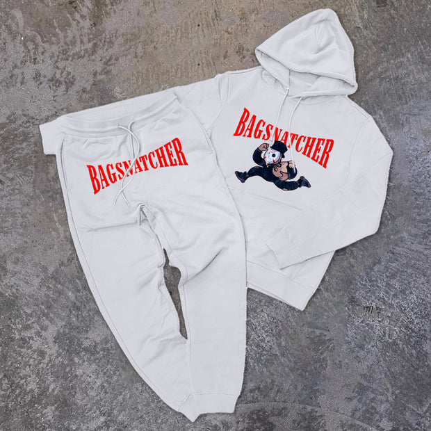 Voyeur print trendy hoodie and sweatpants set