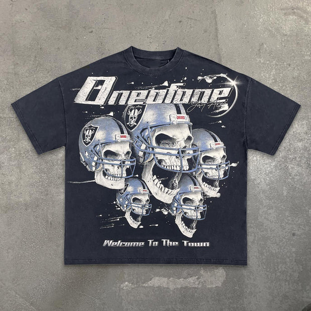 Skull print cotton T-shirt