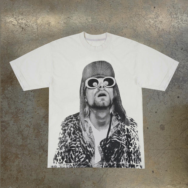 Kurt Cobain Print Short Sleeve T-Shirt