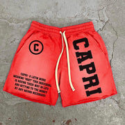 Capri Print Drawstring Shorts