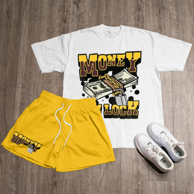 Money Print T-Shirt Shorts Two-Piece Set
