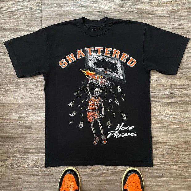 Dunk basketball print street T-shirt
