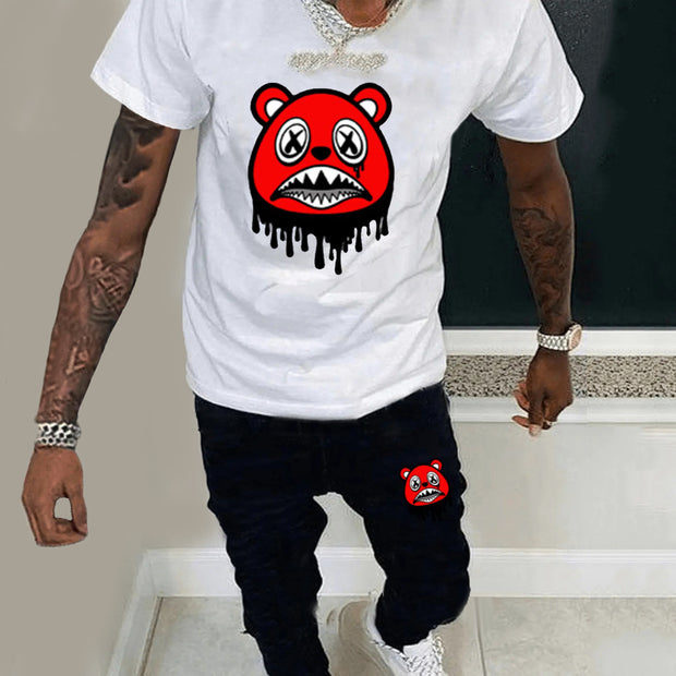 Funny Panda Print T-Shirt & Trousers Two-Piece Set