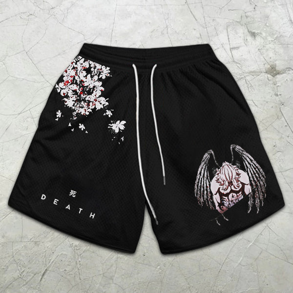 Sakura Graphic Print Elastic Shorts