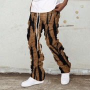 Leopard print retro plush fashionable casual trousers