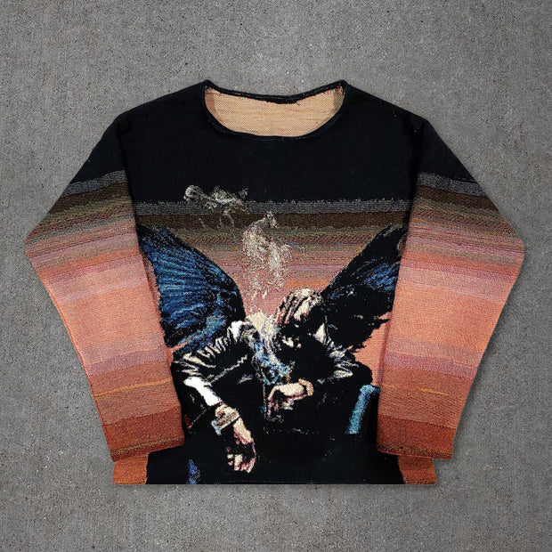 Retro Print Hip Hop Tapestry Sweatshirt