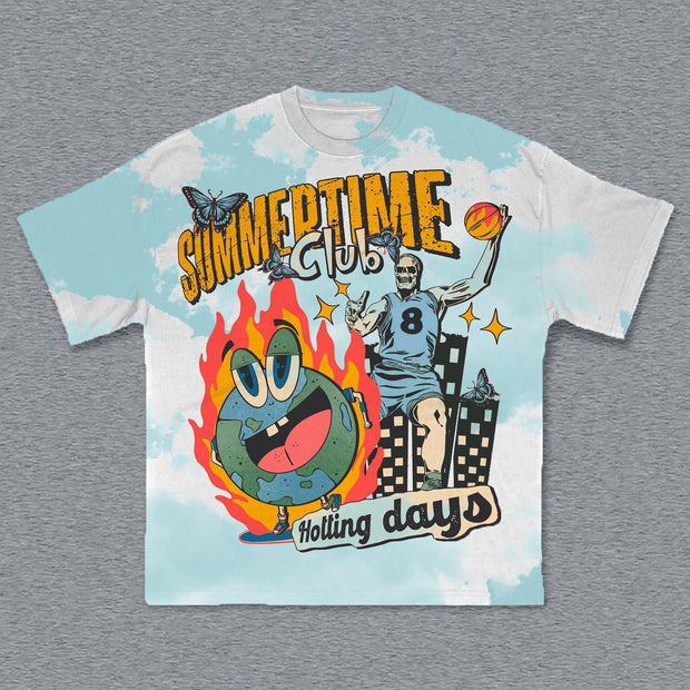 Summertime Club Print Short Sleeve T-Shirt
