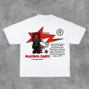 Cartoon Playboi Carti Print Short Sleeve T-Shirt