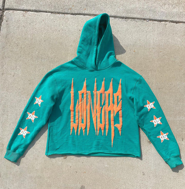 Casual personalized printed irregular hem hoodie