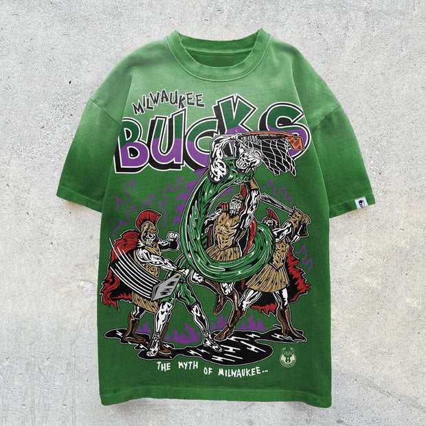 Bucks Basketball Print Short Sleeve T-Shirt