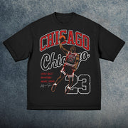 Chicago casual street basketball flying man T-shirt