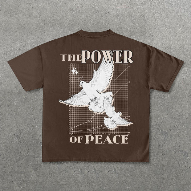 The Power Of Peace Print Short Sleeve T-Shirt