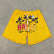 Hawaiian pattern street mesh shorts