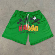 Hawaiian pattern street mesh shorts