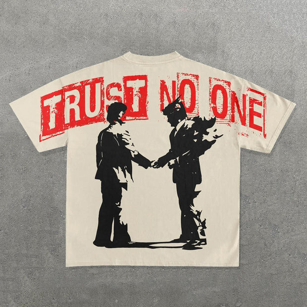 Trust No One Print Short Sleeve T-Shirt
