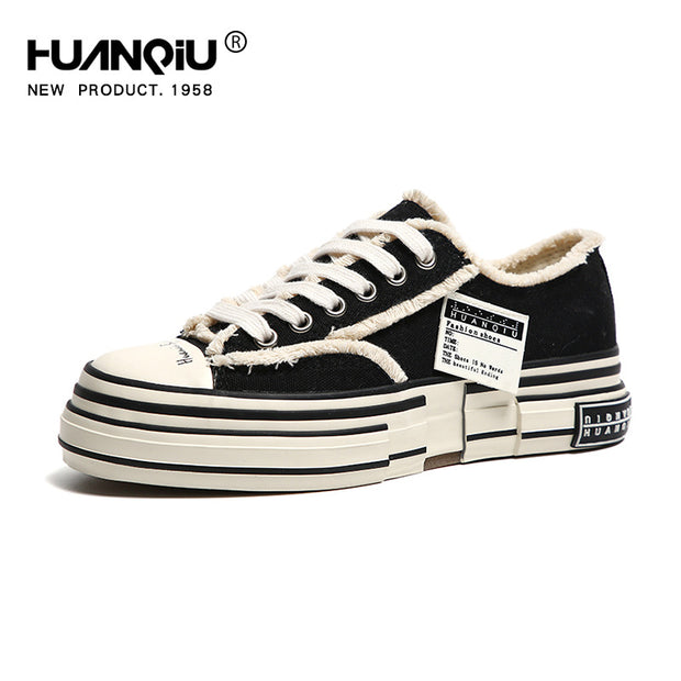 Distressed retro sneakers thick sole versatile canvas shoes