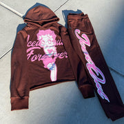 Fashionable personalized anime print hoodie set
