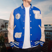 Casual leather stitching fashion trendy hip-hop street baseball uniform jacket