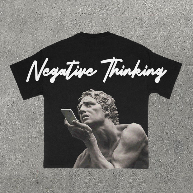 Negative Thinking Print Short Sleeve T-Shirt
