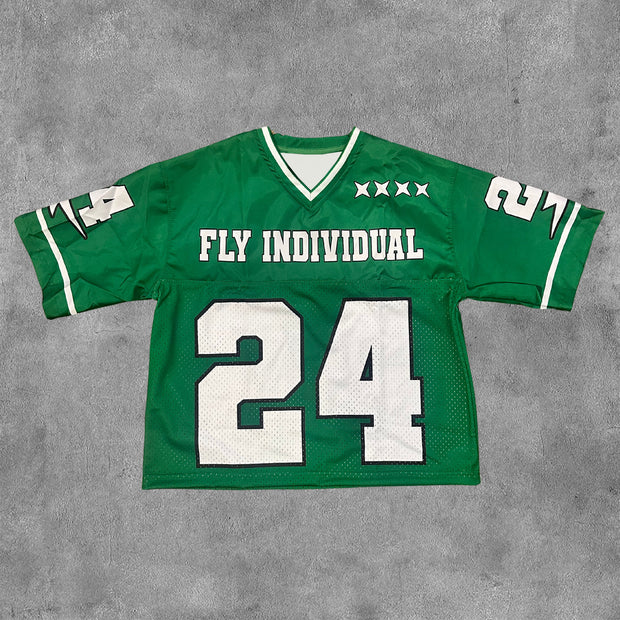 Fly Individual NO.24 Print Short Sleeve V-neck T-Shirt