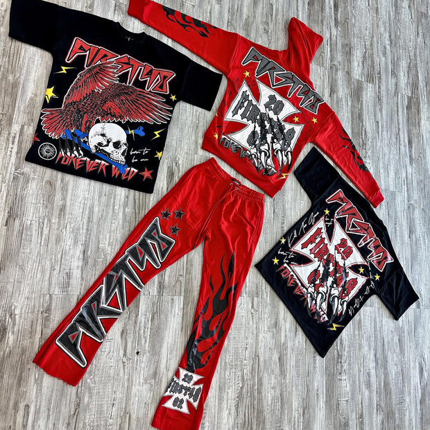 Fashionable personalized printed hoodie and trousers two-piece set