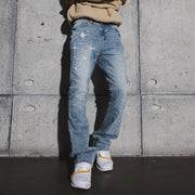 star print street style jeans