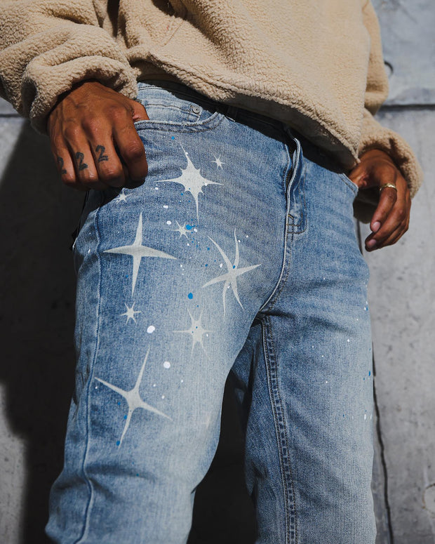 star print street style jeans
