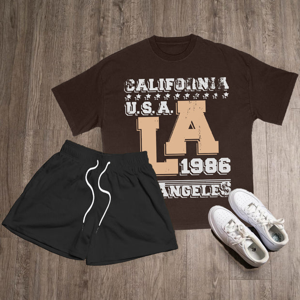 Casual Los Angeles Print Two-Piece Set