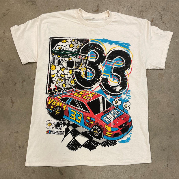 Personalized street style racing print T-shirt shorts two-piece set