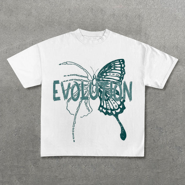 Butterfly Evolution Print Short Sleeve T-Shirt