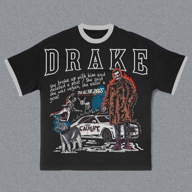 Drake Contrast Color Print Short Sleeve T-shirt