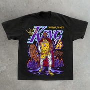 King Print Casual Street Basketball T-Shirt
