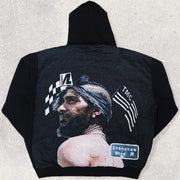 Trendy printed basketball pattern hoodie