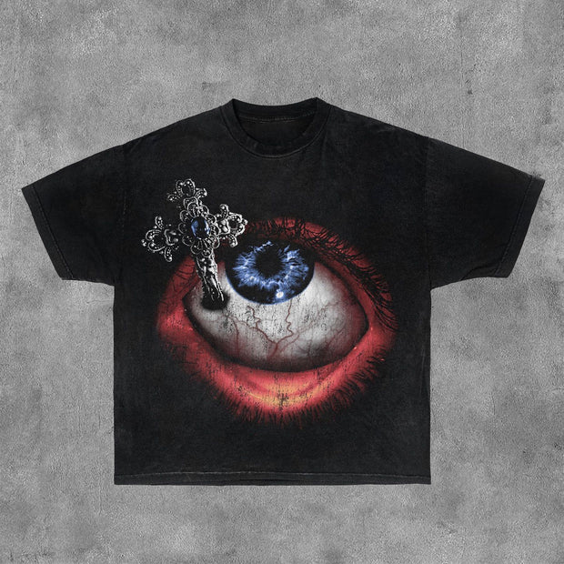 Personalized Eye Cross Print Short Sleeve T-Shirt