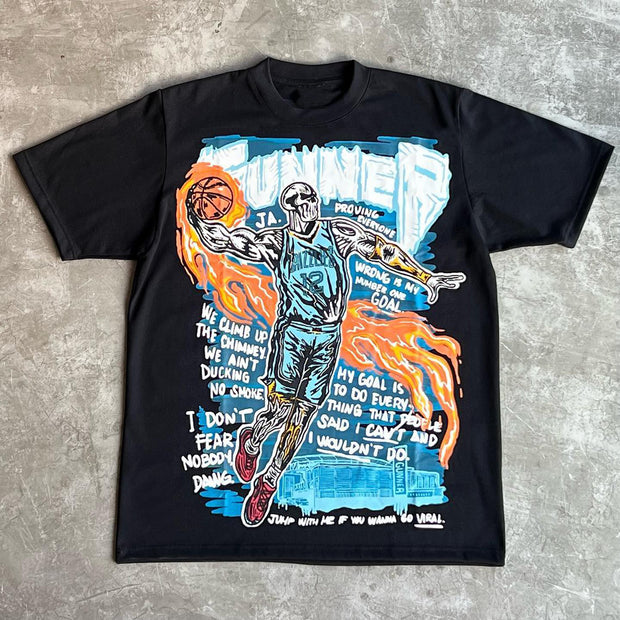 Street basketball dunk print casual T-shirt