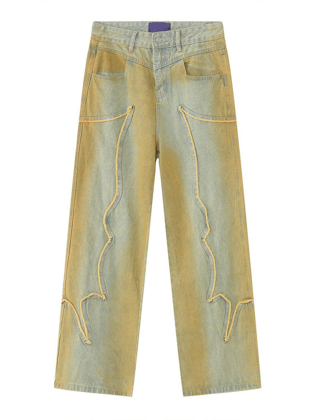 High Street Retro Washed Distressed Loose Jeans
