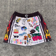 Personalized street style contrast mesh shorts