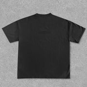 Fashionable retro print short-sleeved loose T-shirt
