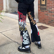 Casual street hip-hop rock spliced denim trousers