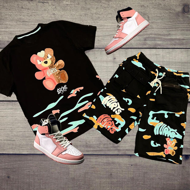 Fashion preppy bear print suit