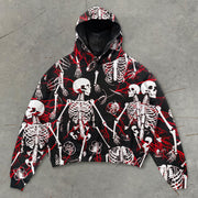 Trendy bone print street hoodie