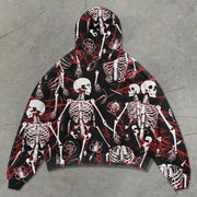 Trendy bone print street hoodie