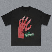Devil Hand Print Short Sleeve T-Shirt