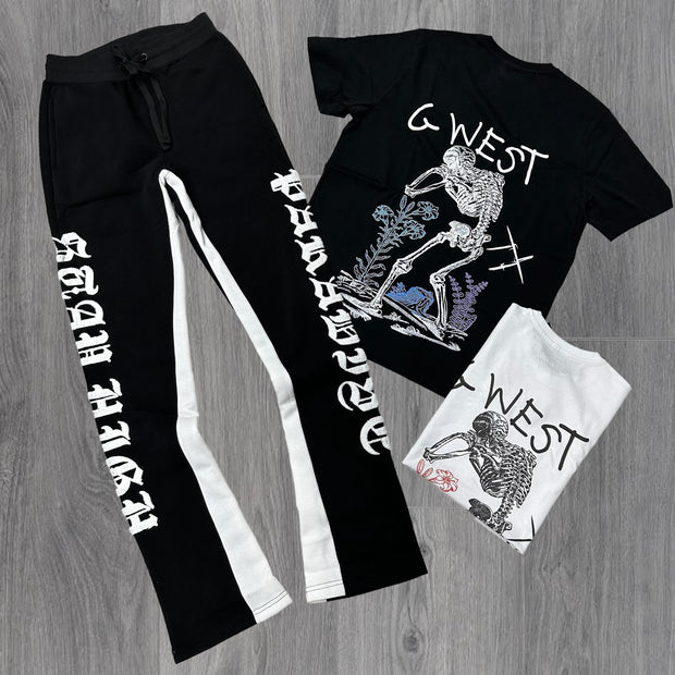 Skeleton casual street T-shirt and trousers two-piece suit