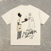 Retro Basketball Print Hip Hop T-Shirt