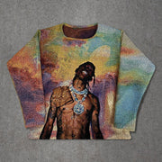 Colorful Hip Hop Print Tapestry Sweatshirt